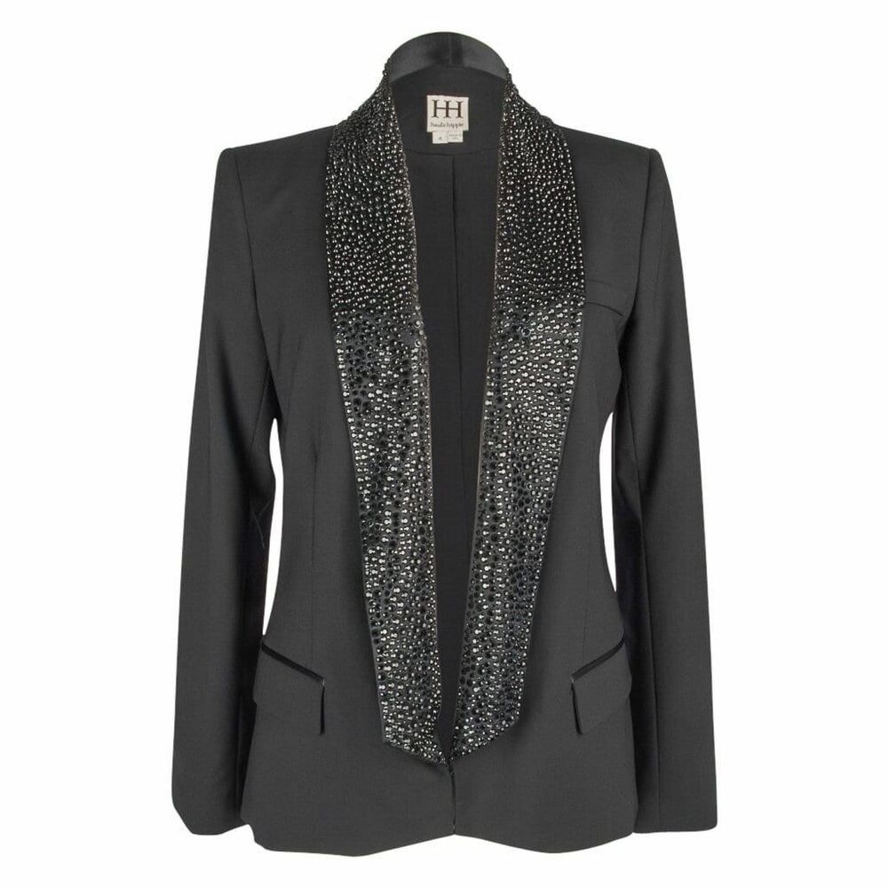 Haute Hippie Embellished Black Tuxedo Blazer Size 4